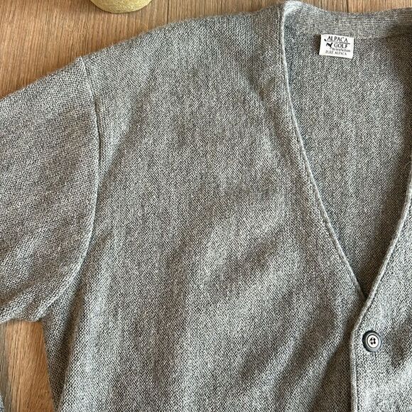 VINTAGE ALPACA GOLF 100% PURE ALPACA GRAY CARDIGAN MENS SIZE XL - Picture 3 of 7